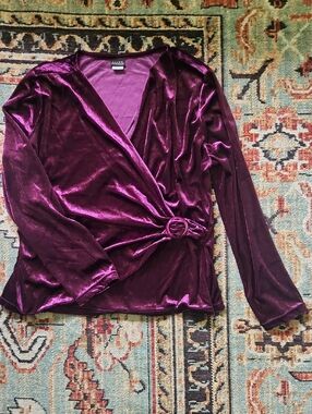 Velvet Wrap Top in Deep Purple
